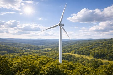 Torre e&oacute;lica para gera&ccedil;&atilde;o de energia sustent&aacute;vel. 