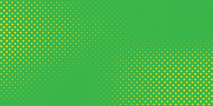 Background with dots halftone pattern of green and yellow dots in gradient colors. Abstract vector halftone pattern background with color gradation and half tone texture