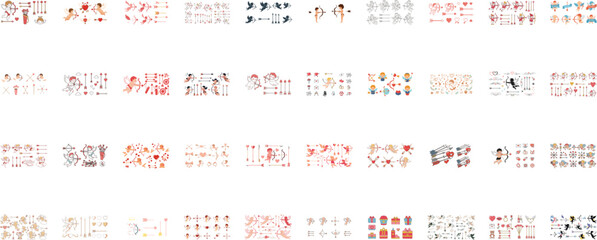 Colorful Cupid Arrows and Hearts Pattern Collection