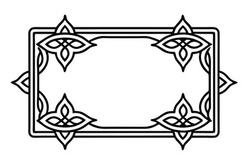 intricate tarot card border symmetrical line art silhouette vector illustration