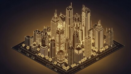 Futuristic Wireframe Cityscape ,Neon Digital Metropolis Illustration for Technology, Architecture, and Smart City Concepts