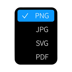 File Type Selection Menu Dialog Box UI Element (PNG, JPG, SVG, PDF)
