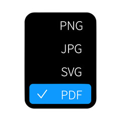 File Type Selection Menu Dialog Box UI Element (PNG, JPG, SVG, PDF)