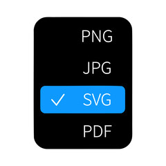 File Type Selection Menu Dialog Box UI Element (PNG, JPG, SVG, PDF)