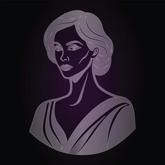 Elegant Woman Portrait Silver Sketch Beauty Fashion Design