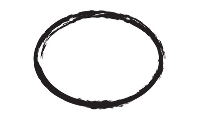 Vector brush strokes circles of paint on white background. Ink hand drawn paint brush circle. Logo, label design element vector illustration. Black abstract circle.