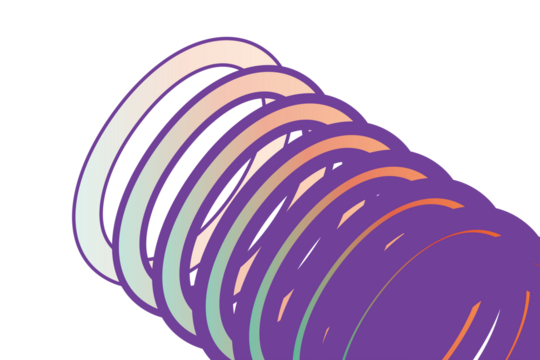 3d render of a colorful red and yellow spiral cable design featuring a round rubber band pattern and digital swirl motion on a black textured wallpaper background - Powered by Adobe