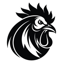 Obraz premium head of a rooster logo line art silhouette vector illustration