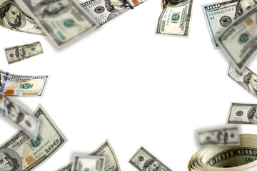 Dollar Money Border PNG Isolated. Clean money border made of US dollar banknotes. Transparent PNG isolated for financial presentations, marketing banners, business design and commercial advertising.