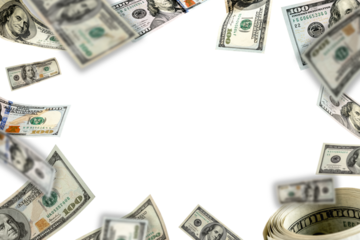 Dollar Money Border PNG Isolated. Clean money border made of US dollar banknotes. Transparent PNG isolated for financial presentations, marketing banners, business design and commercial advertising.