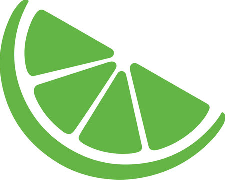 Green lime wedge Silhouette vector icon fresh citrus slice illustration for design