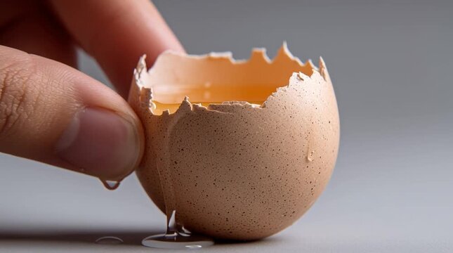 Close-up of an egg cracking gently, revealing the shell breaking apart. Symbolic image of renewal, new beginnings, fragility, and the start of life, captured with soft natural light.
