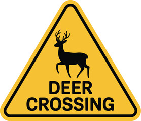 Yellow deer crossing warning sign with black border