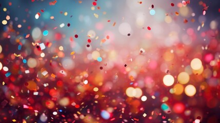 Colorful confetti falls during a celebration in a festive setting