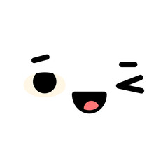 A cute cartoon face with an expression. Eyes and mouth elements. Clipart isolated on a transparent background.