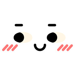 A cute cartoon face with an expression. Eyes and mouth elements. Clipart isolated on a transparent background.