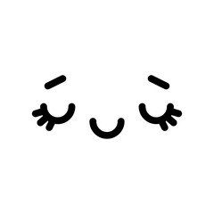 A cute cartoon face with an expression. Eyes and mouth elements. Clipart isolated on a transparent background.