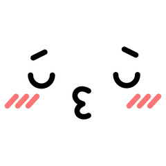 A cute cartoon face with an expression. Eyes and mouth elements. Clipart isolated on a transparent background.