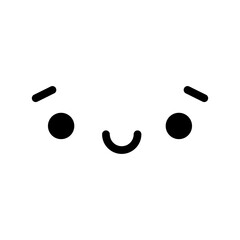 A cute cartoon face with an expression. Eyes and mouth elements. Clipart isolated on a transparent background.