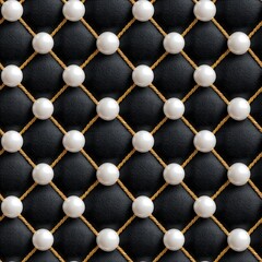 Fototapeta premium Elegant Seamless Pattern with Pearls on Leather Background