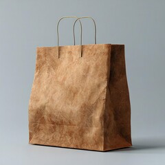Brown Paper Shopping Bag for Retail & Groceries Eco-Friendly Kraft Packaging. Blank Canvas for Branding, Sustainable Commerce & Takeaway Solutions.
