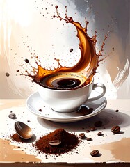 Coffee splash in a cup