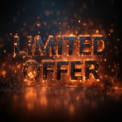 Limited Offer Blazing Text - Urgent Sale Promotion Marketing Design with Fiery Effect and Sparks
