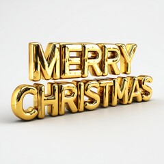 Golden 3D Merry Christmas Text Art - Festive Holiday Season Greeting Typography
