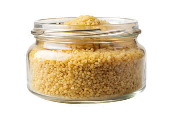 Jar of bulgur isolated on transparent background