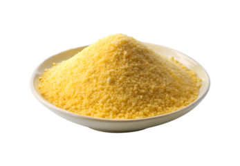 Cornmeal in a bowl isolated on transparent background