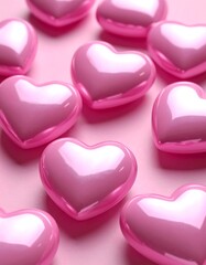 Pink hearts on pink background
