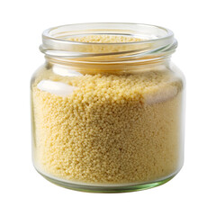 A transparent jar of couscous isolated on transparent background