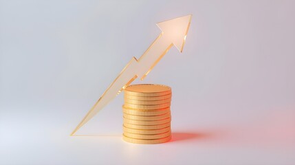Rising Financial Potential Represented by Coin Stack and Arrow