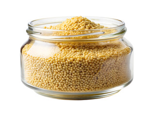 Millet seeds in a transparent jar isolated on transparent background