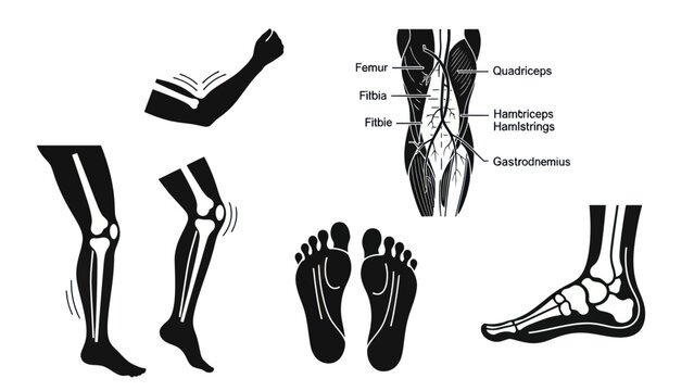 Human body anatomy illustrations skeletal muscular and articulated structures