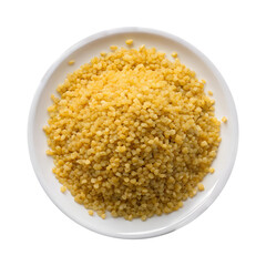 Plate of bulgur, couscous isolated on transparent background