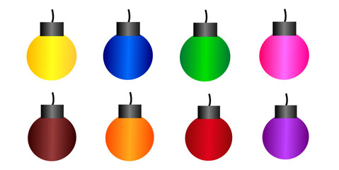 Vibrant Multi-Colored Round Light Bulb Icons: Festive Party Lighting Vector Set