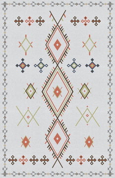 Traditional Berber Rug Pattern &ndash; Moroccan Carpet Design &ndash; Ethnic Geometric Background