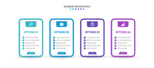Progress bar featuring 4 arrow-shaped elements, symbolizing the four stages of business strategy and progression. Clean timeline infographic design template. Vector for mobile presentation.