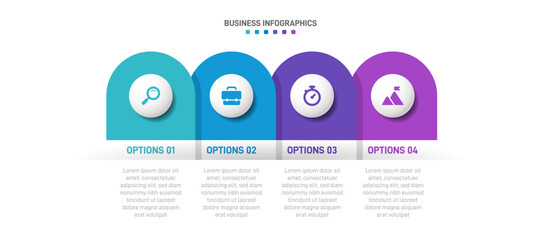 Progress bar featuring 4 arrow-shaped elements, symbolizing the four stages of business strategy and progression. Clean timeline infographic design template. Vector for mobile presentation.