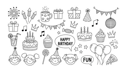 Celebration of party items illustration. Celebrate with joyful birthday illustrations. Celebrating a birthday party