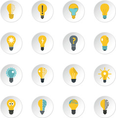Lamp logo icons set in flat style