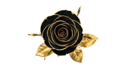 Gold Trimmed Rose Flower on a Transparent PNG Image