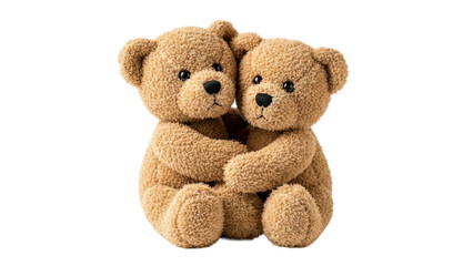 Obraz premium Two Brown Teddy Bears Hugging on a Transparent Background PNG