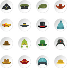 Headdress hat icons set in flat style