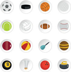 Sport balls icons set in flat style