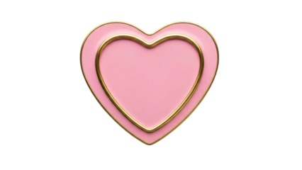 Pink Heart with Golden Border on a Transparent PNG Image