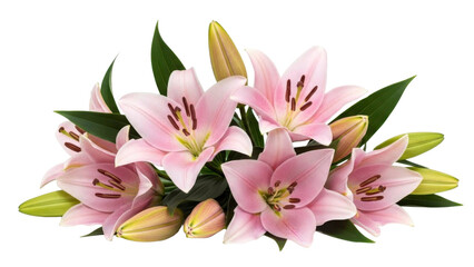 Fototapeta premium Pink Lilies Arrangement on Transparent PNG file