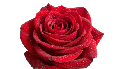 Red Rose with Water Droplets on a Transparent PNG Image