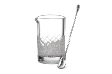 Crystal mixing glass with stirring spoon, transparent background image